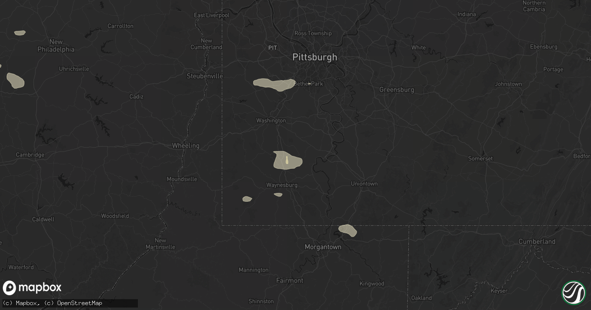 Hail map in Marianna, PA on August 8, 2026