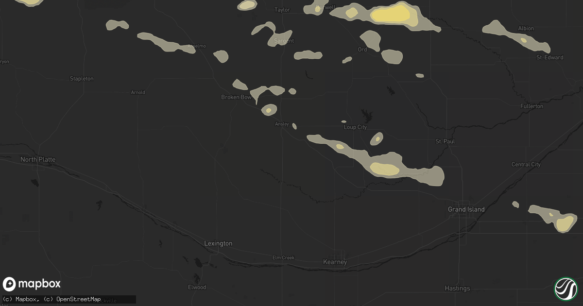 Hail map in Mason City, NE on August 8, 2026