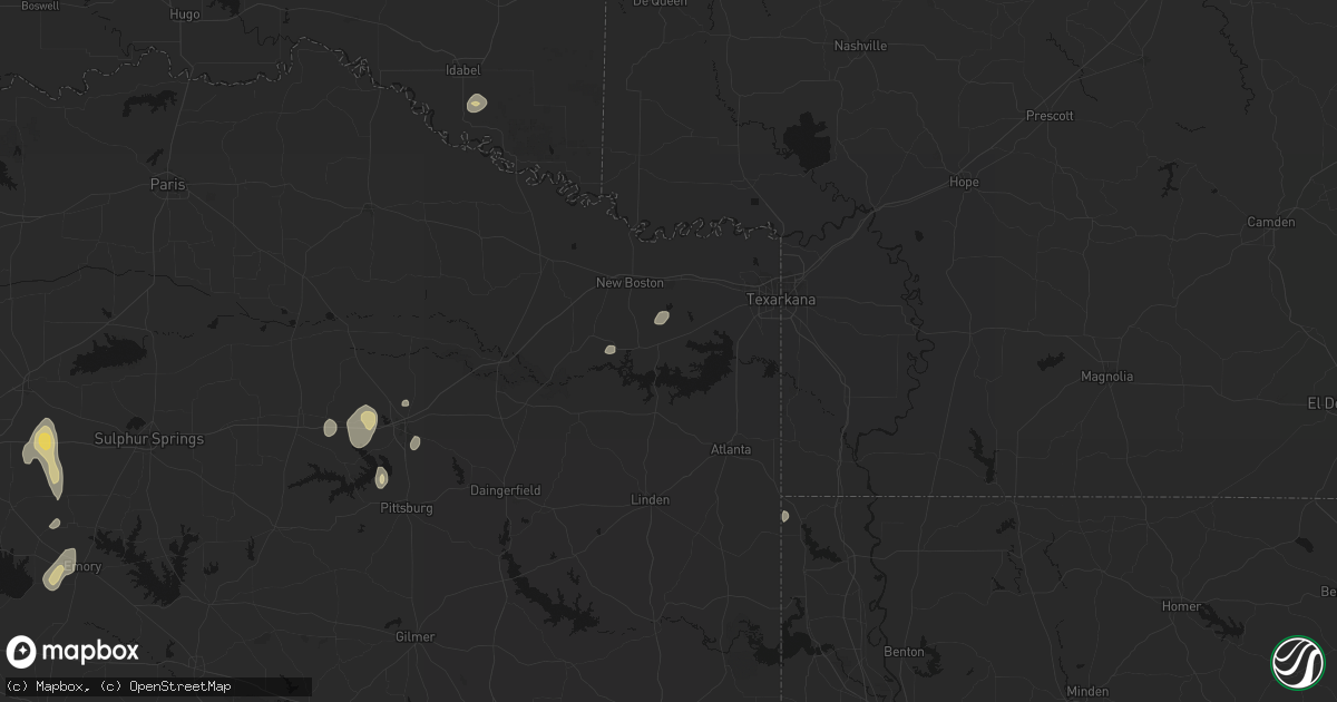 Hail map in Maud, TX on August 8, 2026