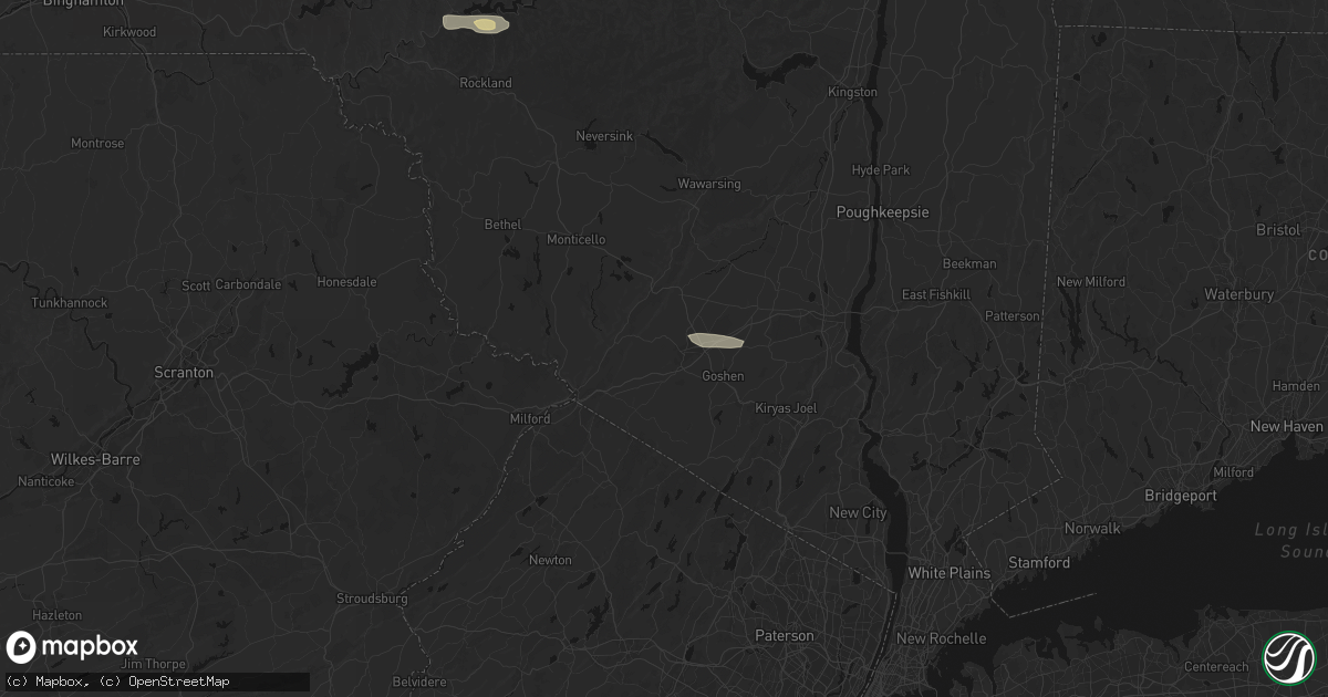 Hail map in Middletown, NY on August 8, 2026