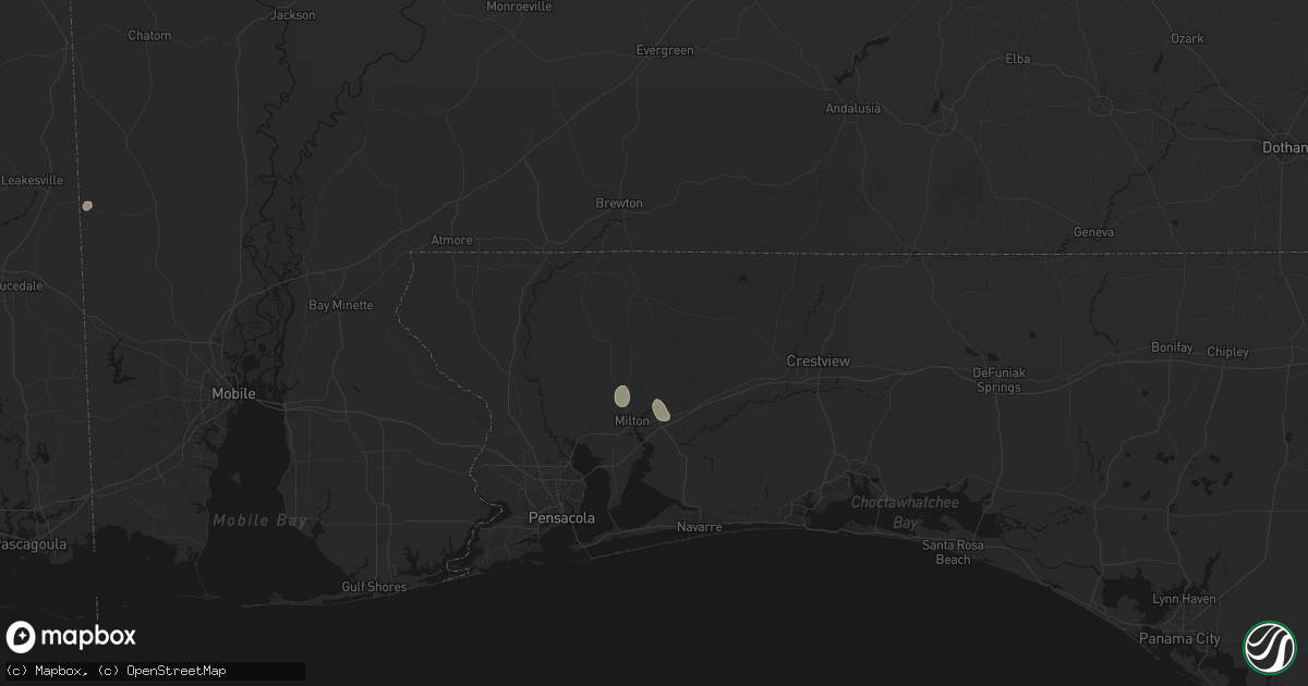 Hail map in Milton, FL on August 8, 2026