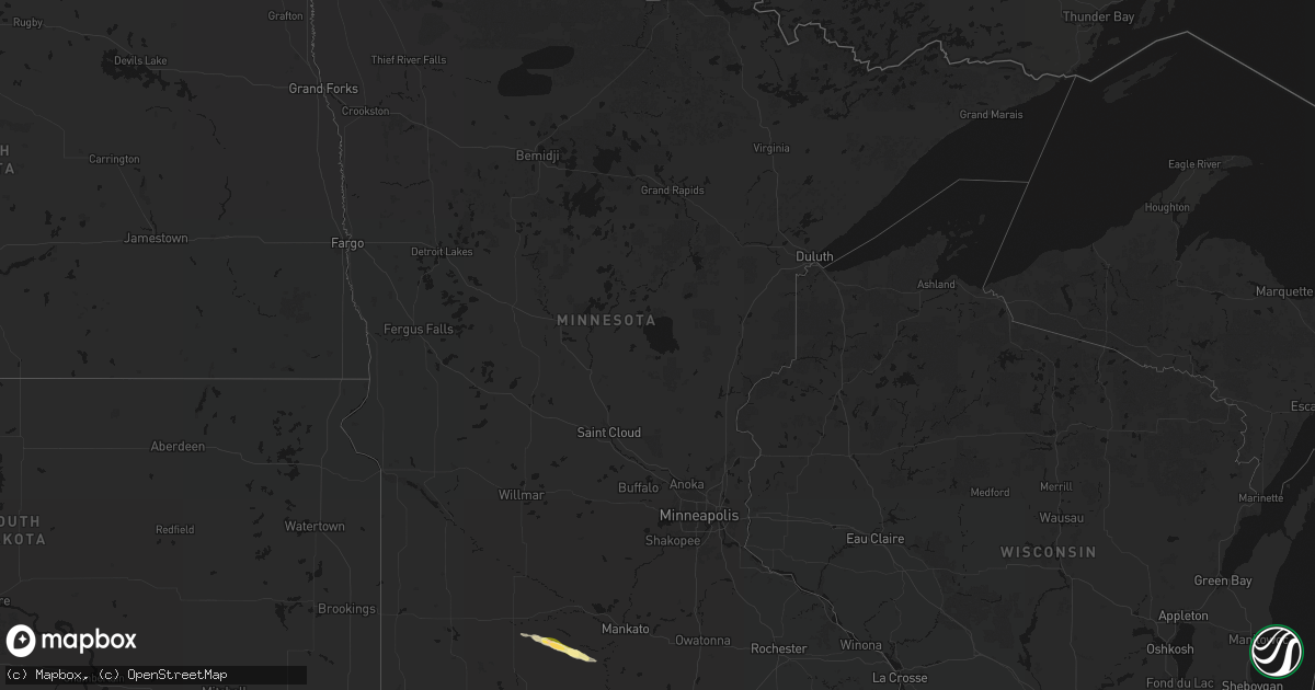 Hail map in Minnesota on August 8, 2026
