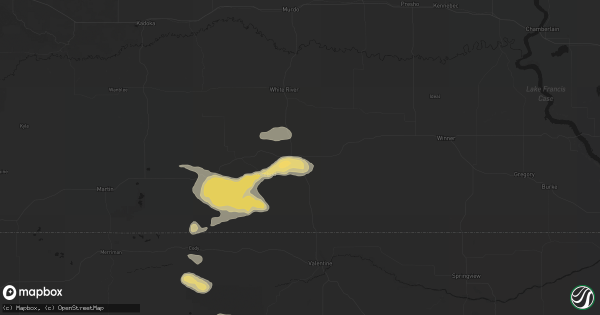 Hail map in Mission, SD on August 8, 2026