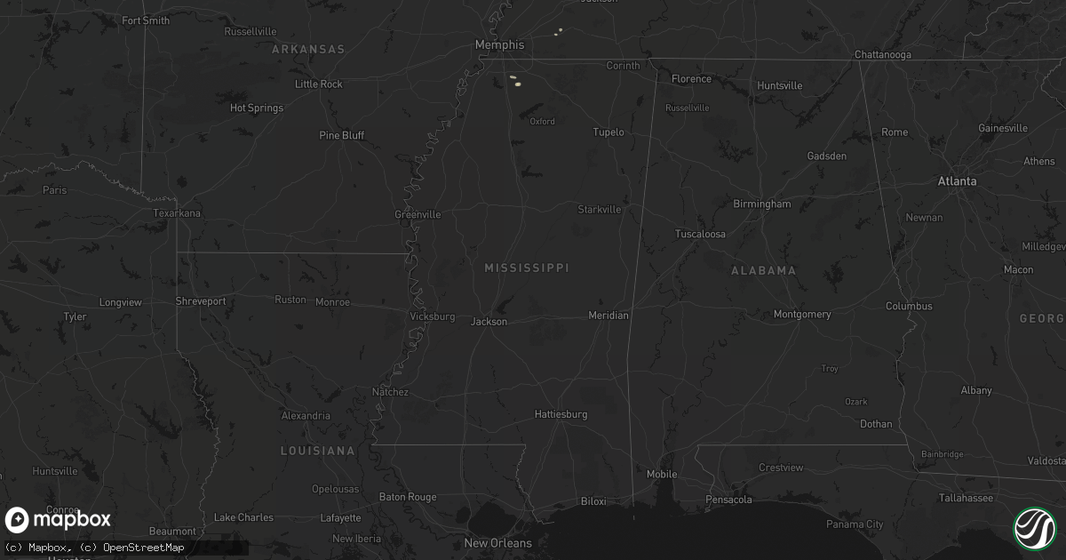 Hail map in Mississippi on August 8, 2026