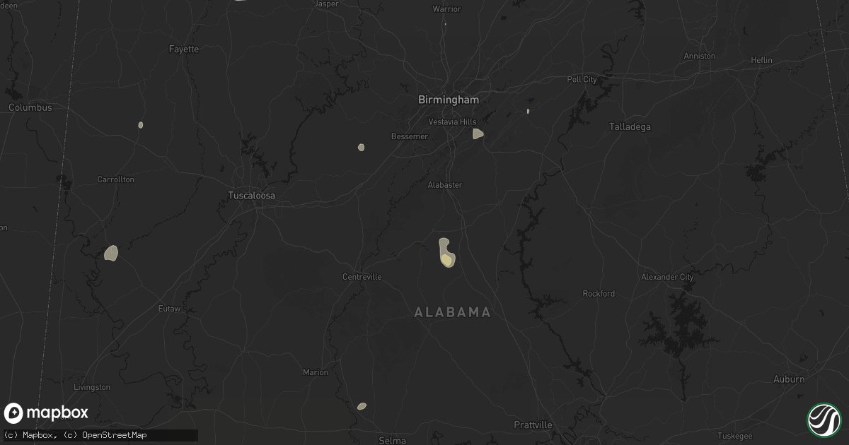 Hail map in Montevallo, AL on August 8, 2026