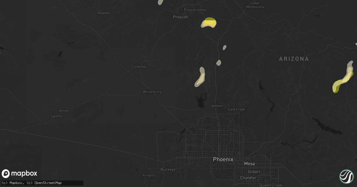 Hail map in Morristown, AZ on August 8, 2026