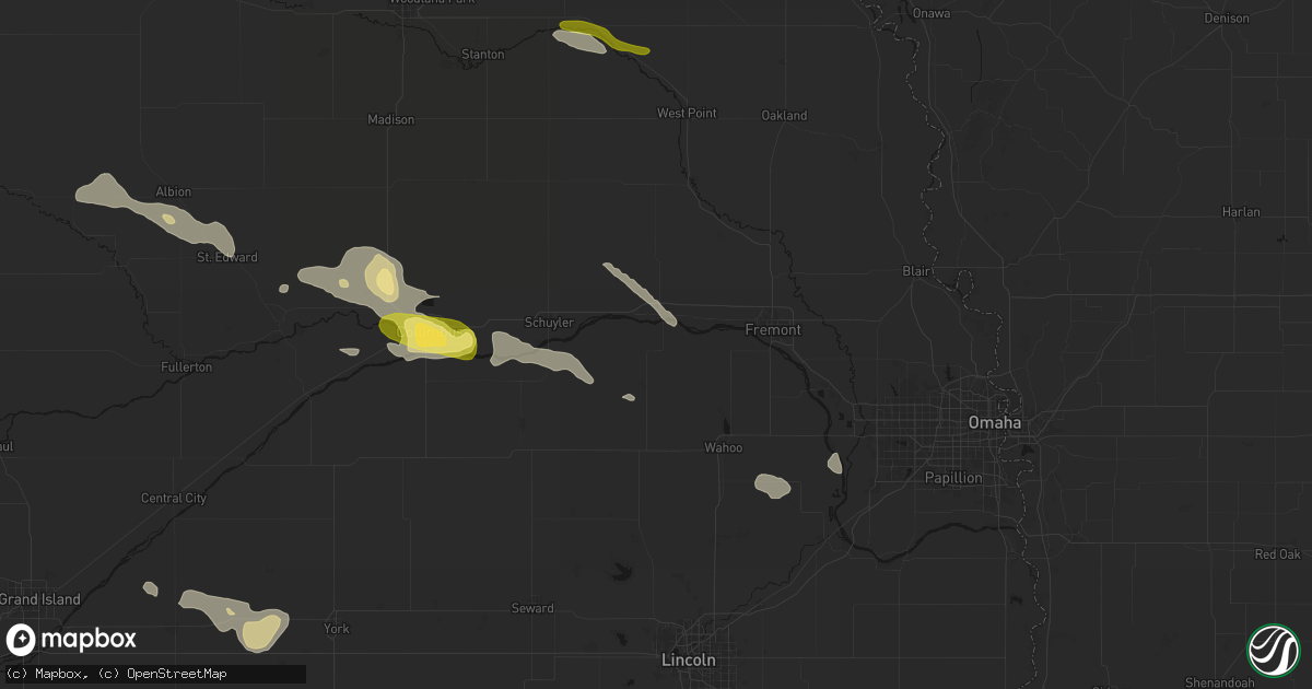 Hail map in Morse Bluff, NE on August 8, 2026