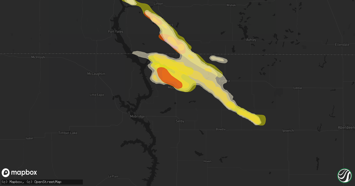 Hail map in Mound City, SD on August 8, 2026