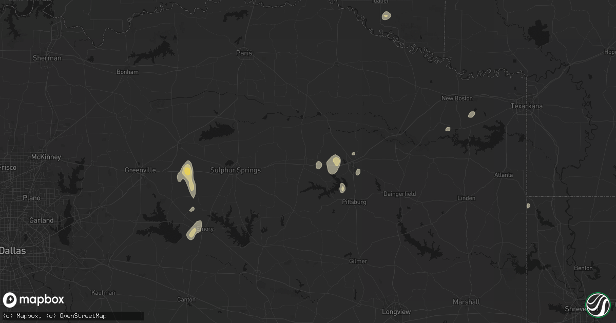 Hail map in Mount Vernon, TX on August 8, 2026