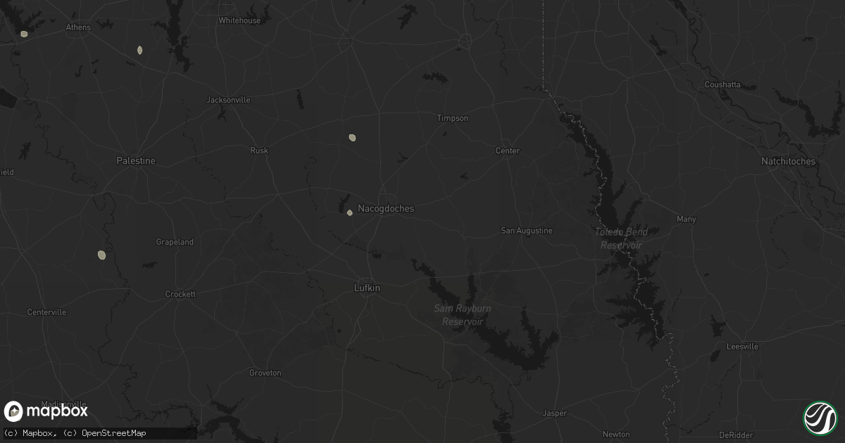 Hail map in Nacogdoches, TX on August 8, 2026