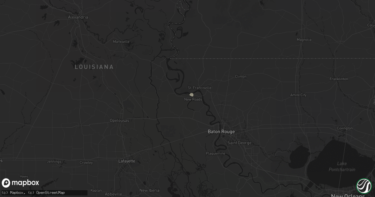 Hail map in New Roads, LA on August 8, 2026