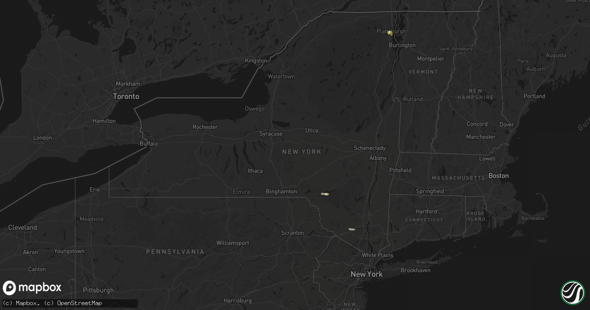 Hail map in New York on August 8, 2026