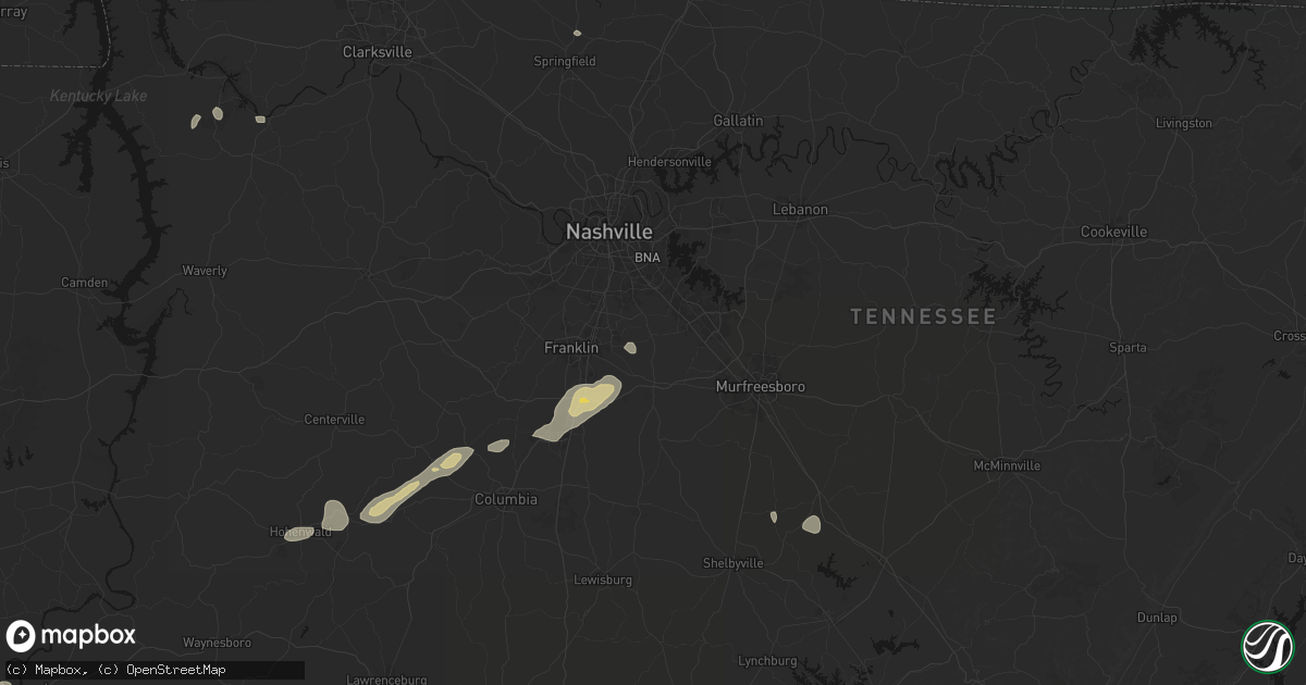 Hail map in Nolensville, TN on August 8, 2026