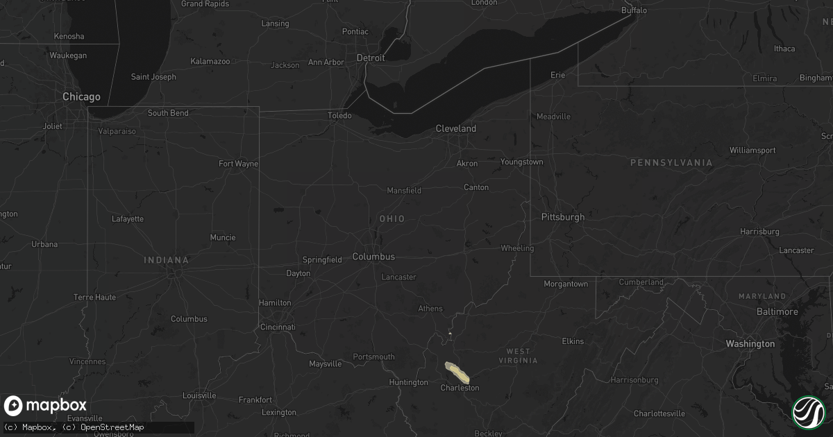 Hail map in Ohio on August 8, 2026