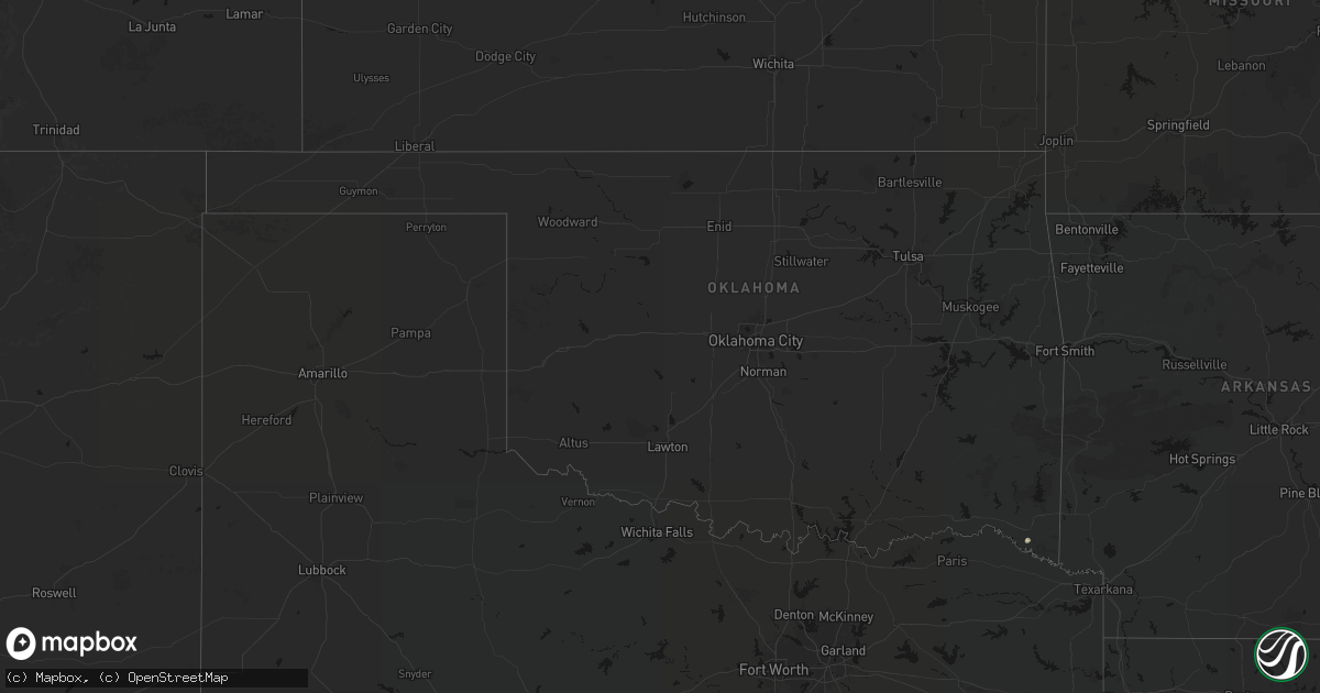 Hail map in Oklahoma on August 8, 2026