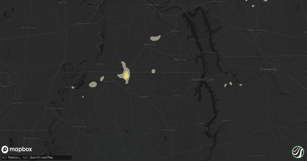 Hail map in Palmersville, TN on August 8, 2026