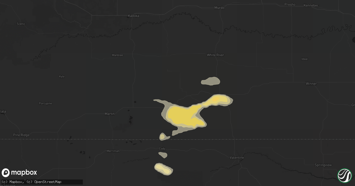 Hail map in Parmelee, SD on August 8, 2026