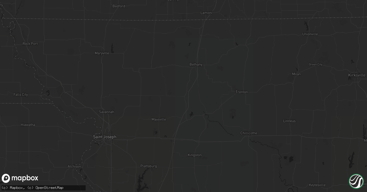Hail map in Pattonsburg, MO on August 8, 2026