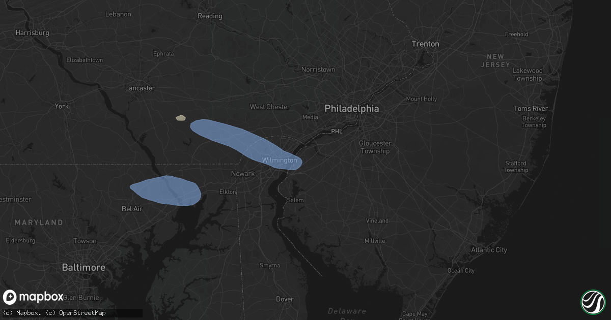 Hail map in Pedricktown, NJ on August 8, 2026