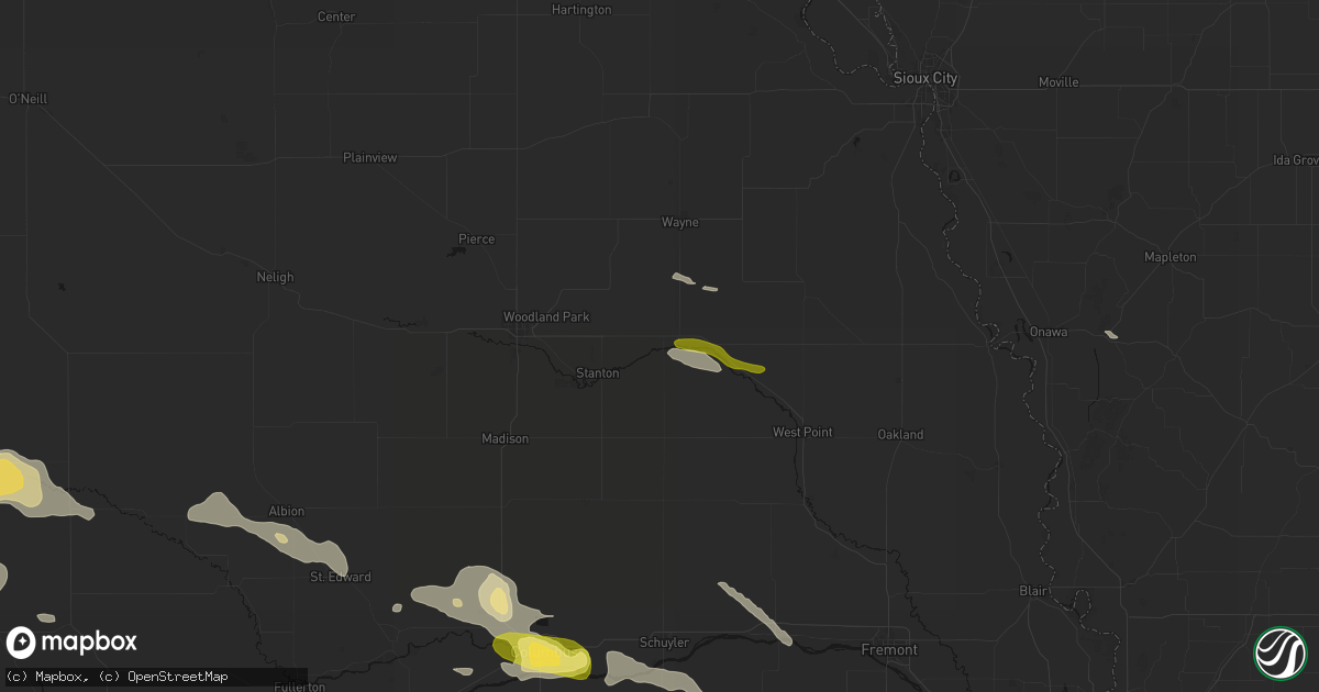 Hail map in Pilger, NE on August 8, 2026