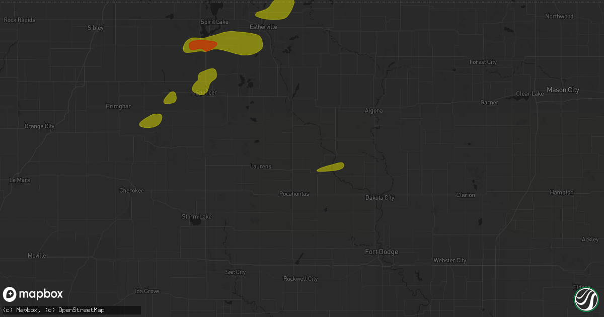 Hail map in Plover, IA on August 8, 2026