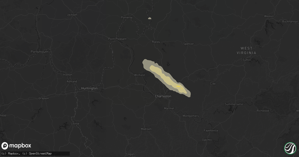 Hail map in Poca, WV on August 8, 2026