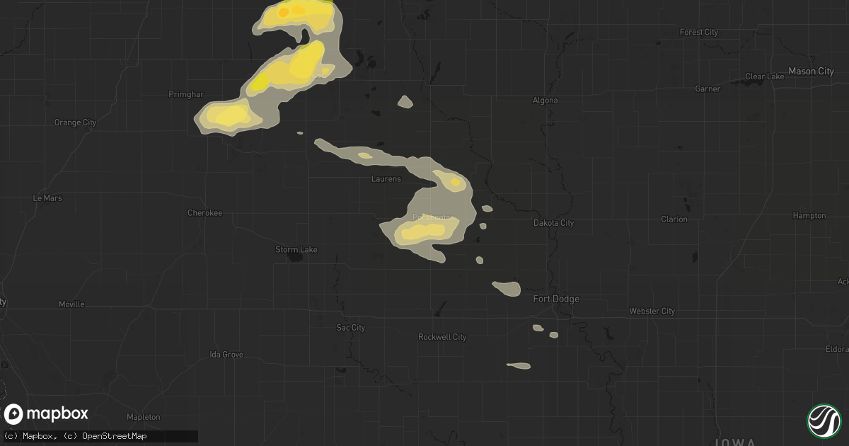 Hail map in Pocahontas, IA on August 8, 2026