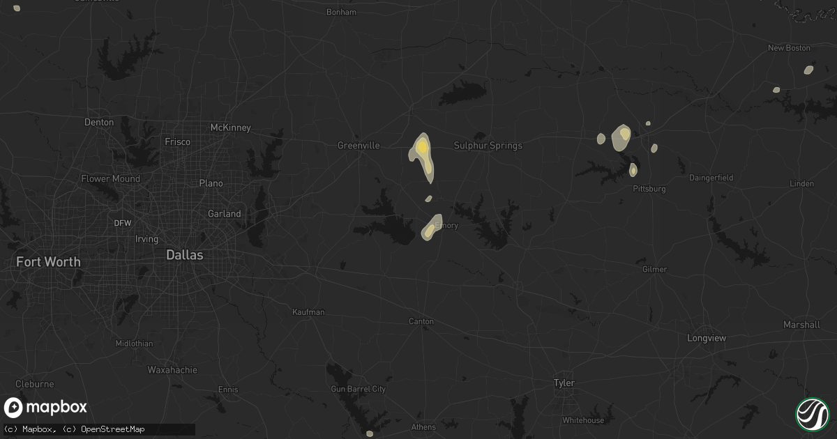 Hail map in Point, TX on August 8, 2026