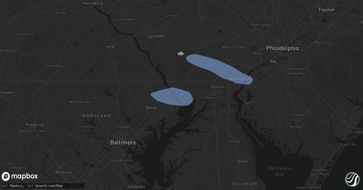 Hail map in Port Deposit, MD on August 8, 2026