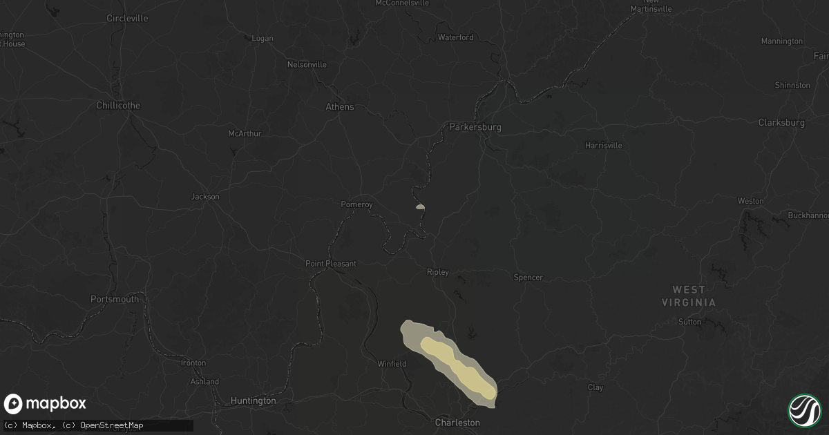 Hail map in Portland, OH on August 8, 2026