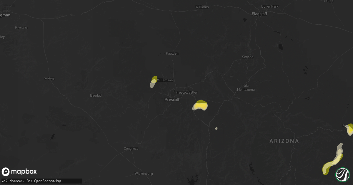Hail map in Prescott, AZ on August 8, 2026