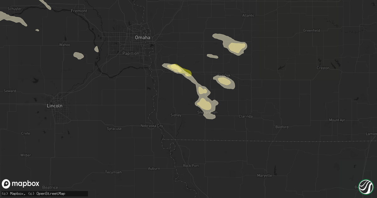 Hail map in Randolph, IA on August 8, 2026