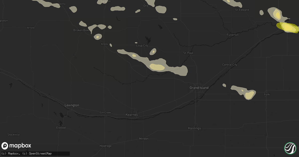 Hail map in Ravenna, NE on August 8, 2026