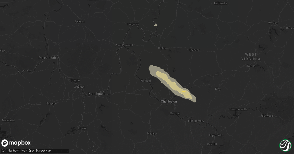 Hail map in Red House, WV on August 8, 2026