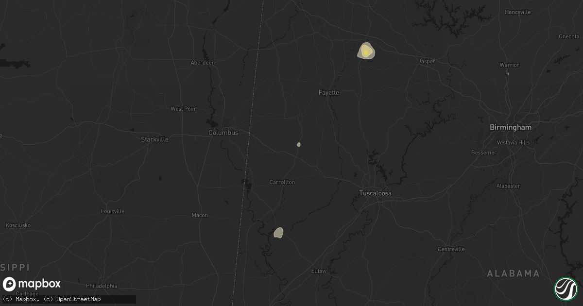 Hail map in Reform, AL on August 8, 2026