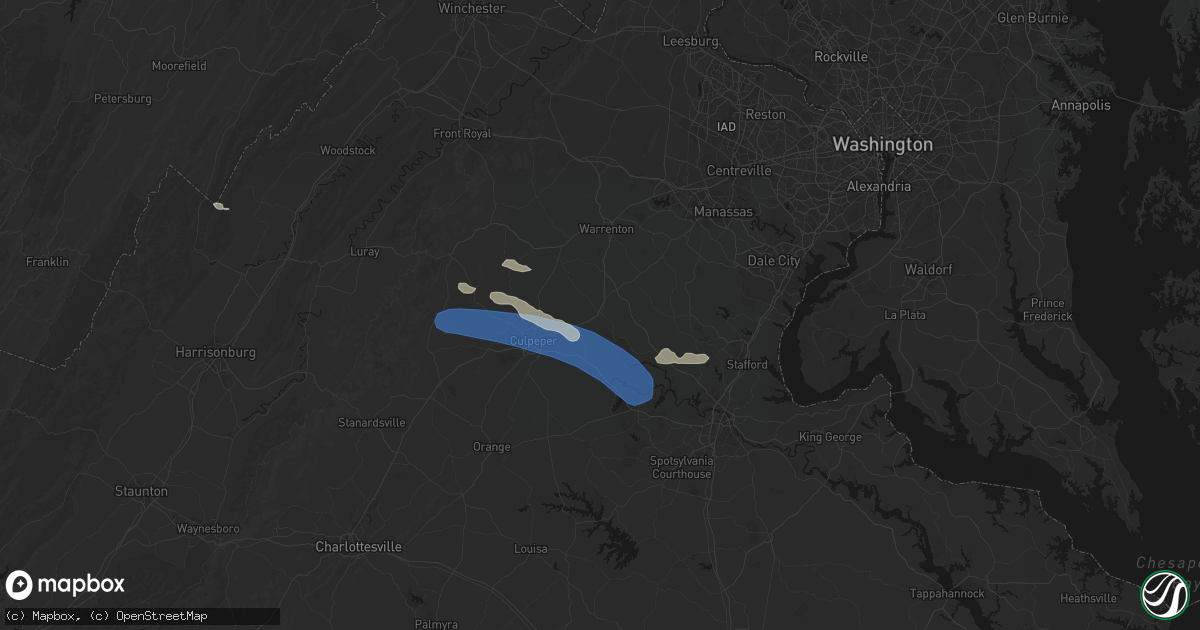 Hail map in Remington, VA on August 8, 2026