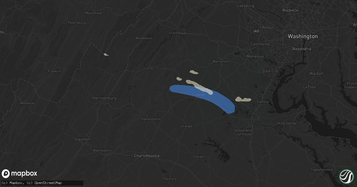 Hail map in Reva, VA on August 8, 2026