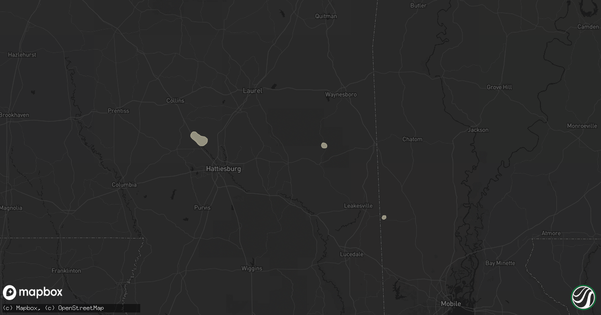 Hail map in Richton, MS on August 8, 2026