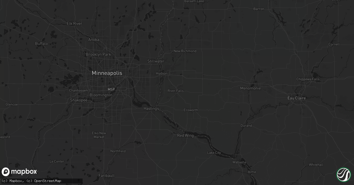 Hail map in River Falls, WI on August 8, 2026