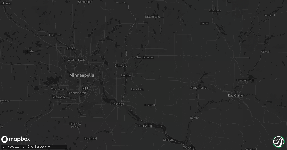 Hail map in Roberts, WI on August 8, 2026