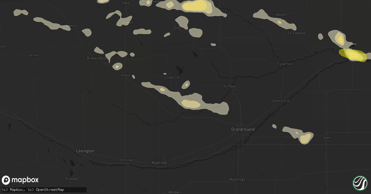Hail map in Rockville, NE on August 8, 2026