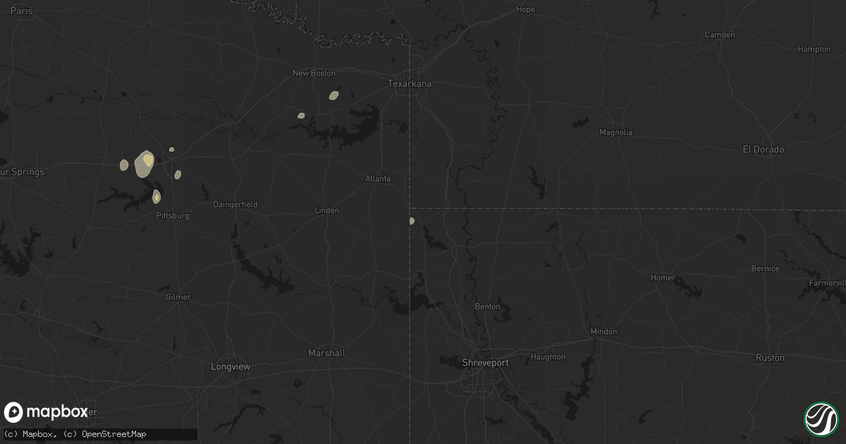 Hail map in Rodessa, LA on August 8, 2026