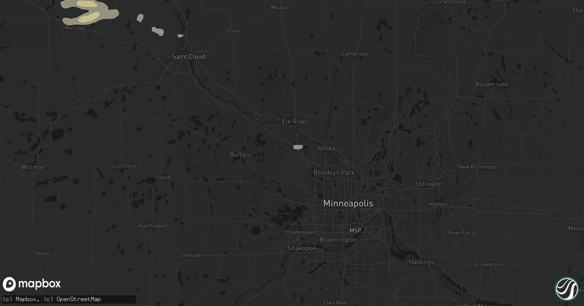 Hail map in Rogers, MN on August 8, 2026