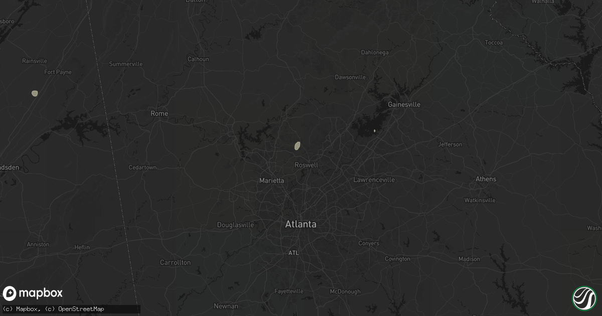 Hail map in Roswell, GA on August 8, 2026