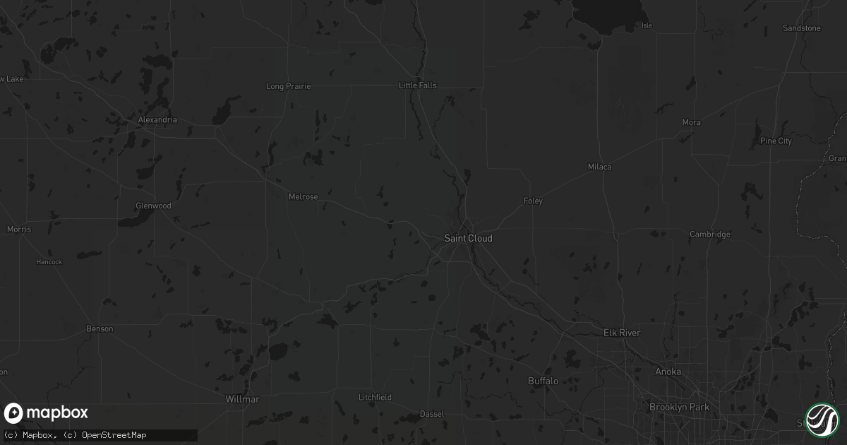 Hail map in Saint Joseph, MN on August 8, 2026