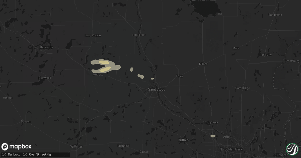 Hail map in Sartell, MN on August 8, 2026