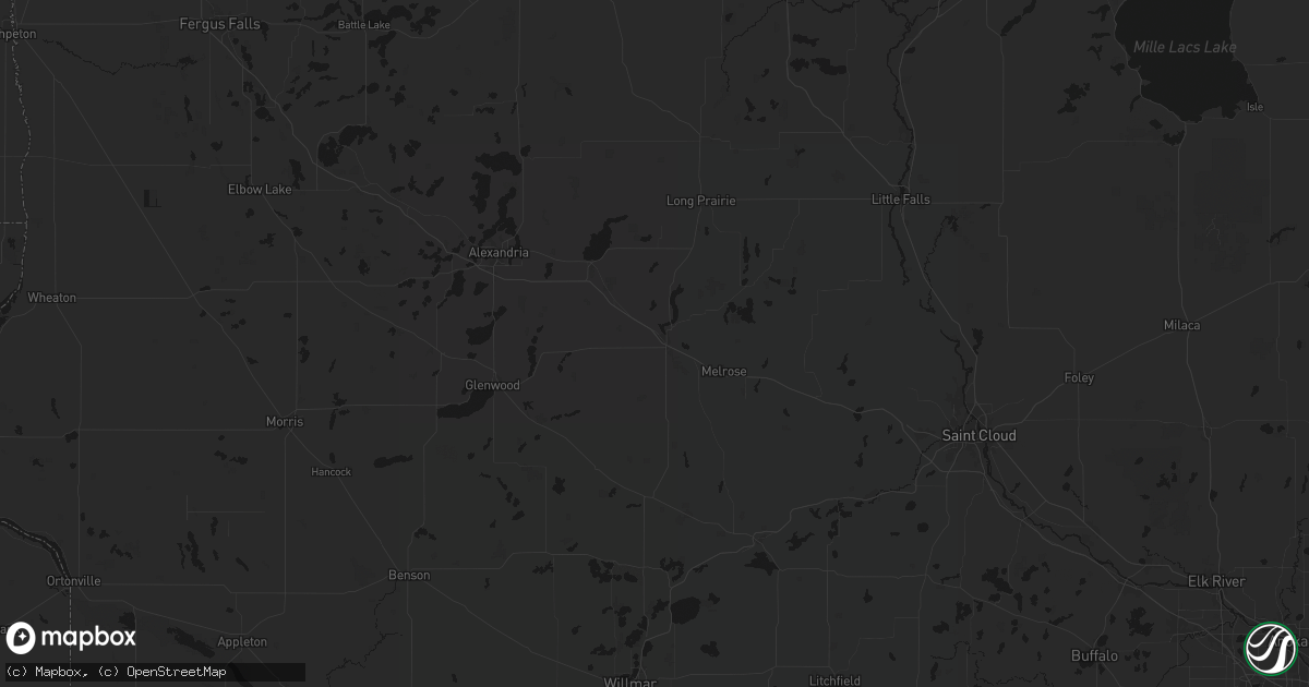 Hail map in Sauk Centre, MN on August 8, 2026