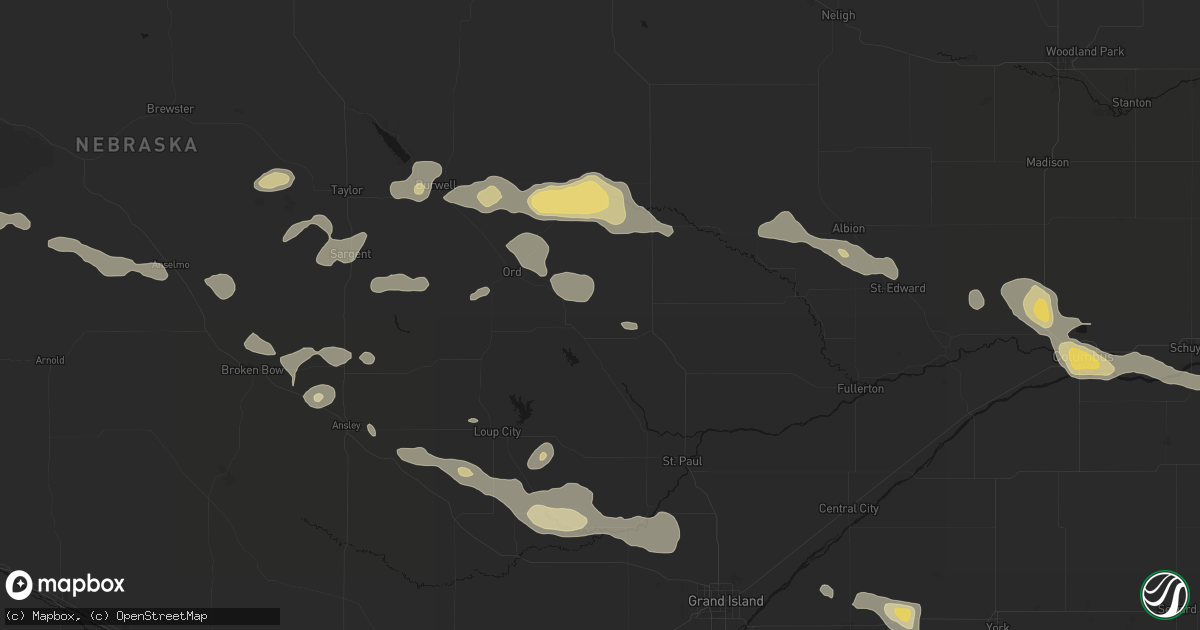 Hail map in Scotia, NE on August 8, 2026