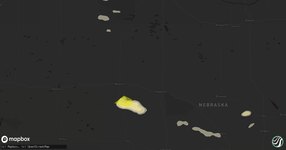 Hail map in Seneca, NE on August 8, 2026