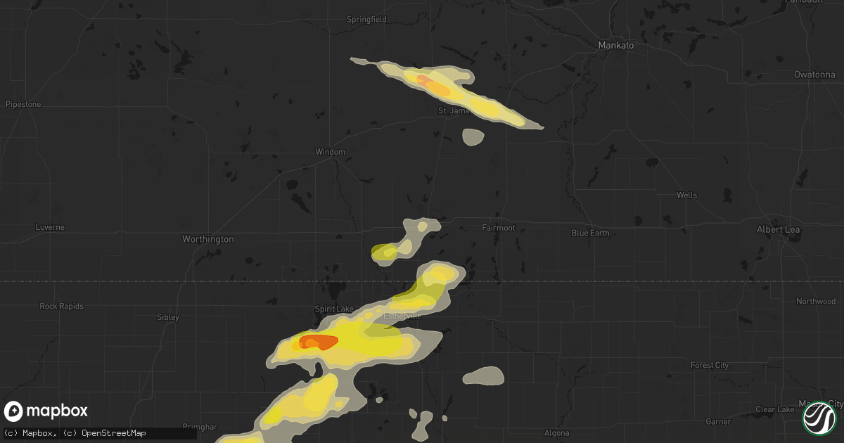 Hail map in Sherburn, MN on August 8, 2026